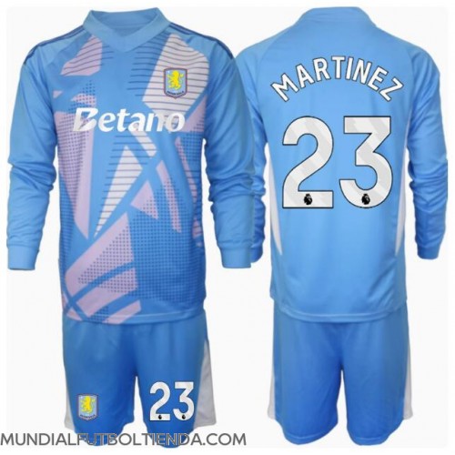 Camiseta Aston Villa Emiliano Martinez #23 Portero Tercera Equipación Replica 2024-25 para niños mangas largas (+ Pantalones cortos)